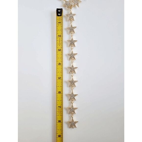 ⭐ Star Drop Spangled Sparkly Shiny Rhinestone Y Lariat Long Gold Necklace NEW - Picture 15 of 16